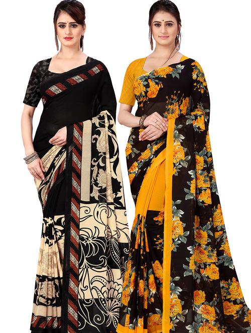 women pack of 2 printed casual wear saree with blouse - 21477596 - Very Small Image - 1