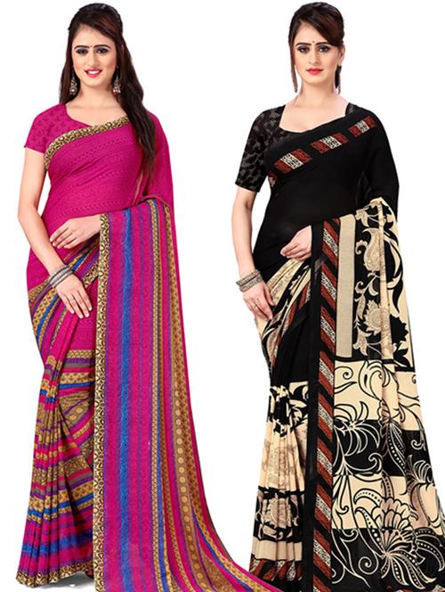 women pack of 2 printed casual wear saree with blouse - 21477598 - Very Small Image - 1