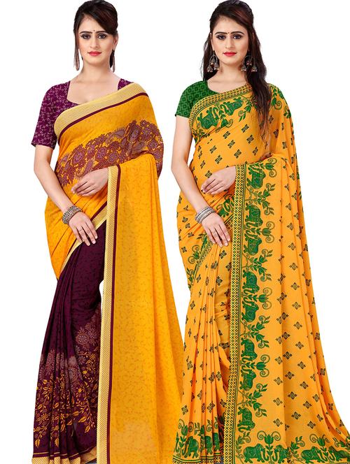 women pack of 2 printed casual wear saree with blouse - 21477601 - Very Small Image - 1