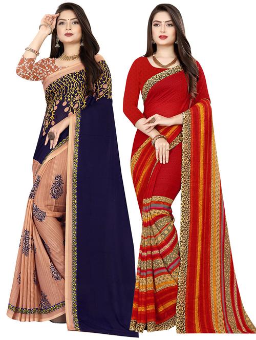 women pack of 2 printed casual wear saree with blouse - 21477603 - Very Small Image - 1