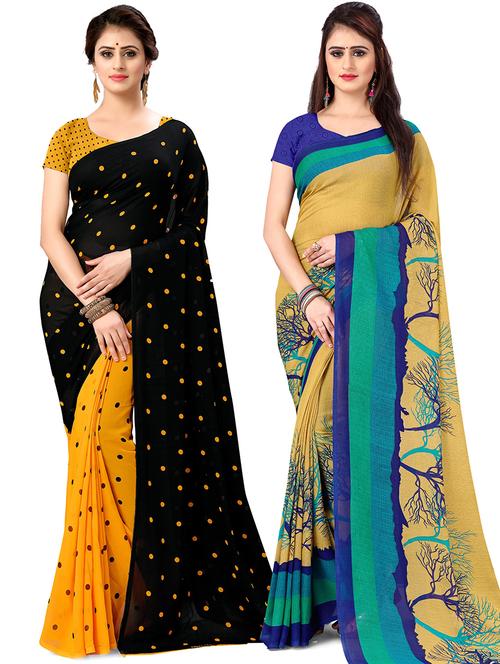 women pack of 2 printed casual wear saree with blouse - 21477604 - Very Small Image - 1