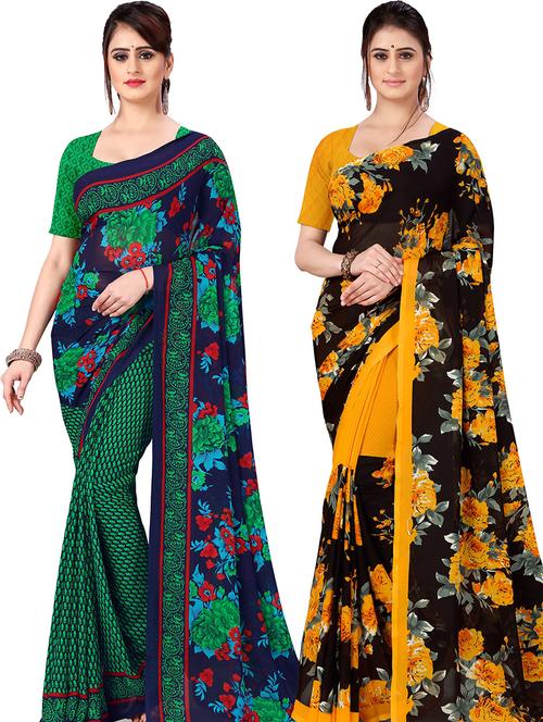 women pack of 2 printed casual wear saree with blouse - 21477607 - Very Small Image - 1