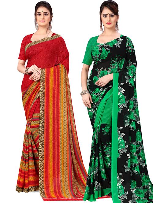 women pack of 2 printed casual wear saree with blouse - 21477608 - Very Small Image - 1
