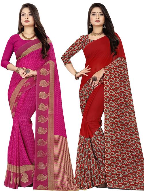 women pack of 2 printed casual wear saree with blouse - 21477609 - Very Small Image - 1