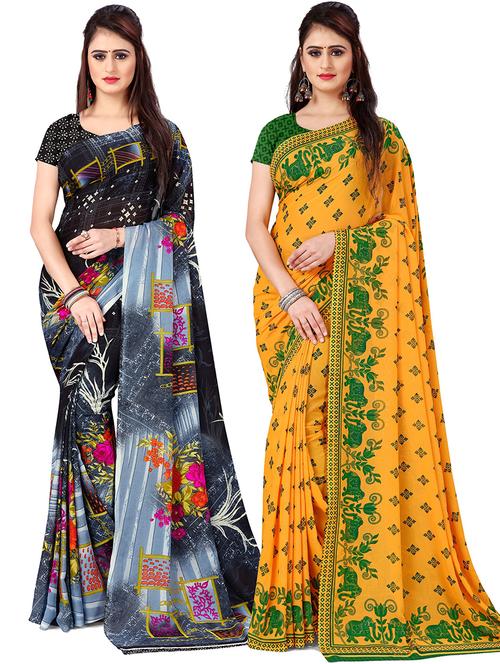 women pack of 2 casual wear combo sarees with blouse - 21477612 - Very Small Image - 1