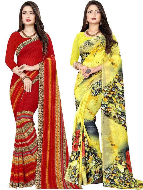 women pack of 2 casual wear combo sarees with blouse - 21477613 - Very Small Image - 1