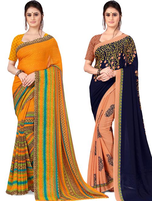 women pack of 2 casual wear combo sarees with blouse - 21477620 - Very Small Image - 1