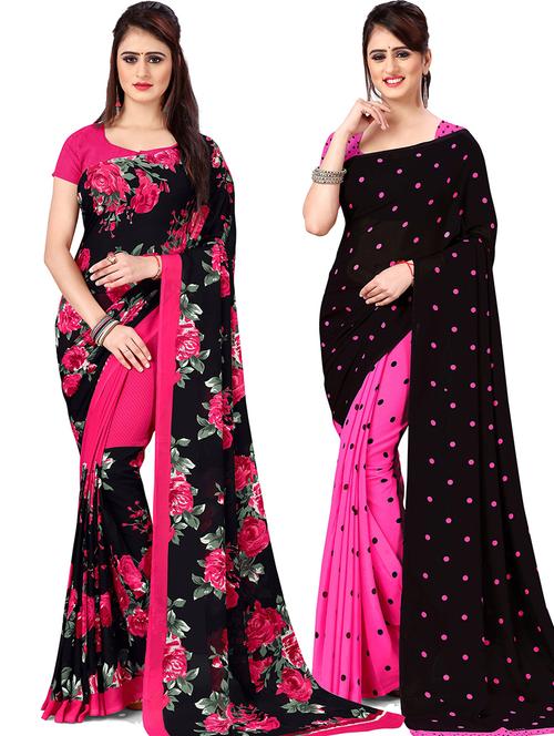 women pack of 2 casual wear combo sarees with blouse - 21477626 - Very Small Image - 1