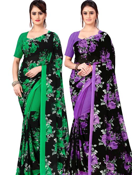women pack of 2 casual wear combo sarees with blouse - 21477627 - Very Small Image - 1