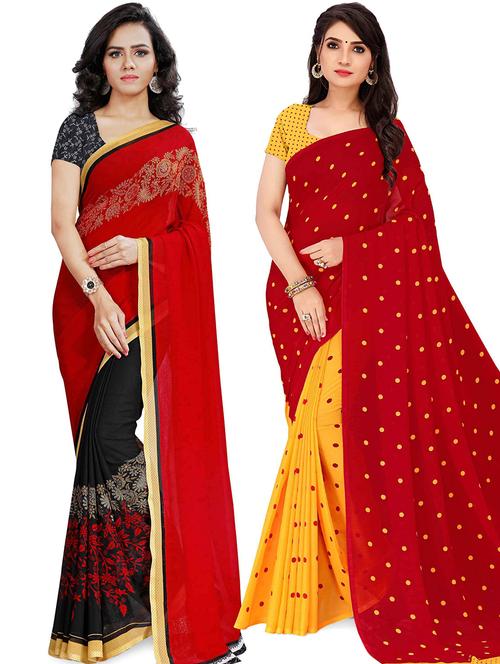 women pack of 2 casual wear combo sarees with blouse - 21477628 - Very Small Image - 1
