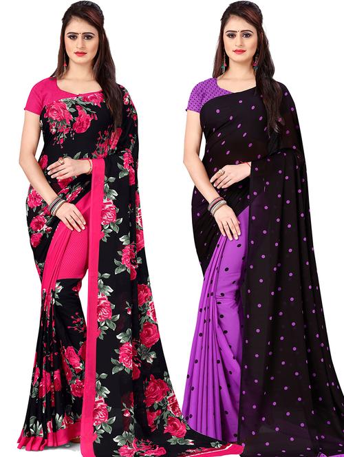 women pack of 2 casual wear combo sarees with blouse - 21477633 - Very Small Image - 1