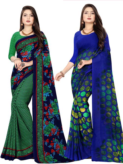 women pack of 2 casual wear combo sarees with blouse - 21477635 - Very Small Image - 1