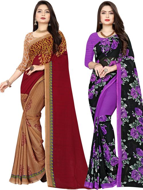 women pack of 2 casual wear combo sarees with blouse - 21477641 - Very Small Image - 1