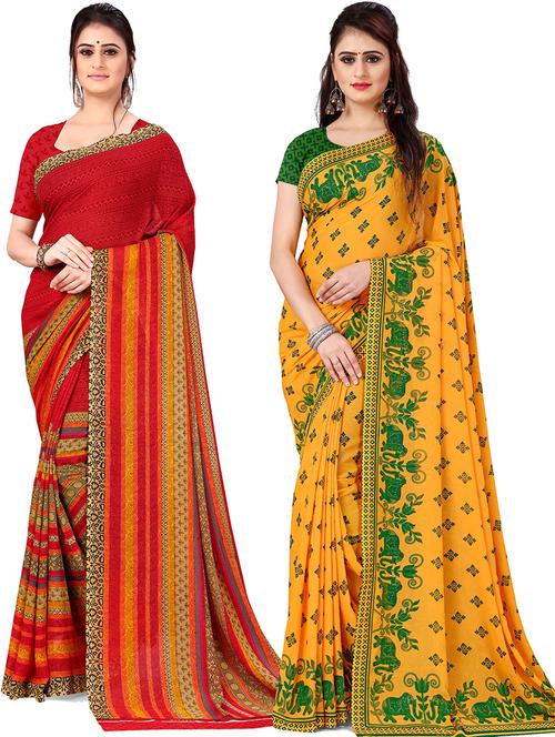 women pack of 2 casual wear combo sarees with blouse - 21477642 - Very Small Image - 1