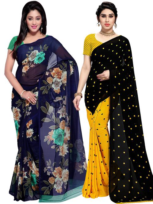 women pack of 2 casual wear combo sarees with blouse - 21477648 - Very Small Image - 1