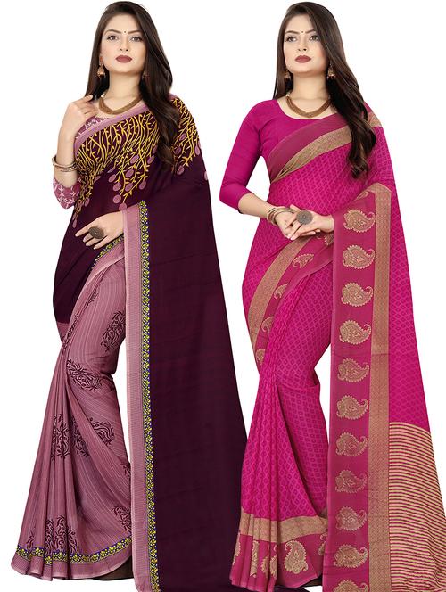 women pack of 2 casual wear combo sarees with blouse - 21477649 - Very Small Image - 1