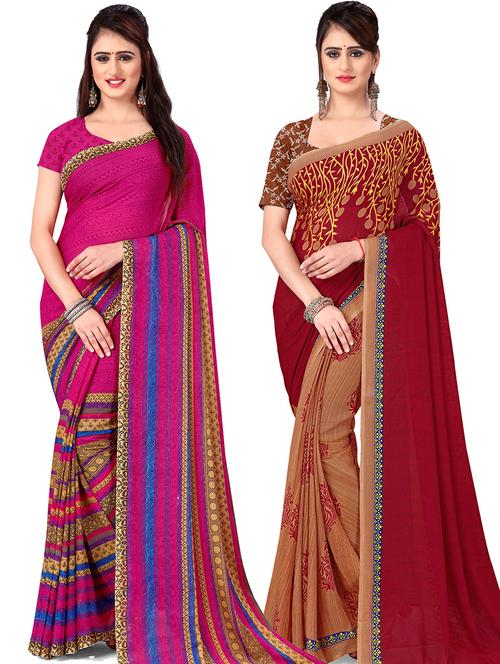 women pack of 2 casual wear combo sarees with blouse - 21477650 - Very Small Image - 1