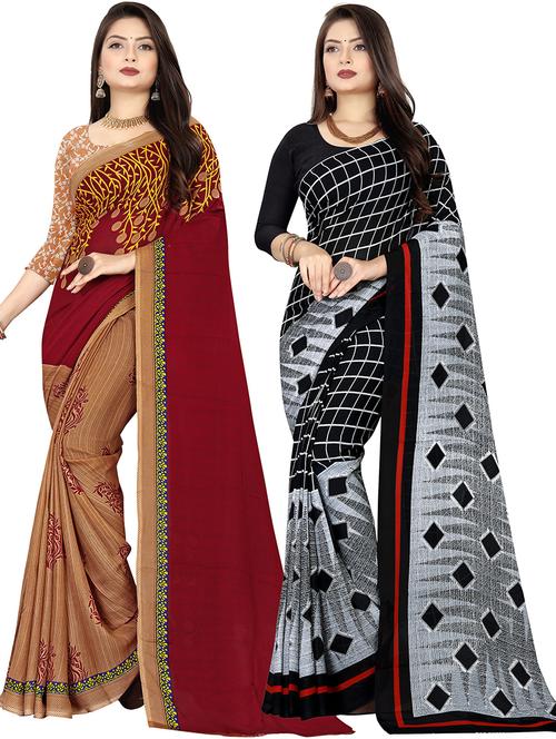 women pack of 2 casual wear combo sarees with blouse - 21477651 - Very Small Image - 1