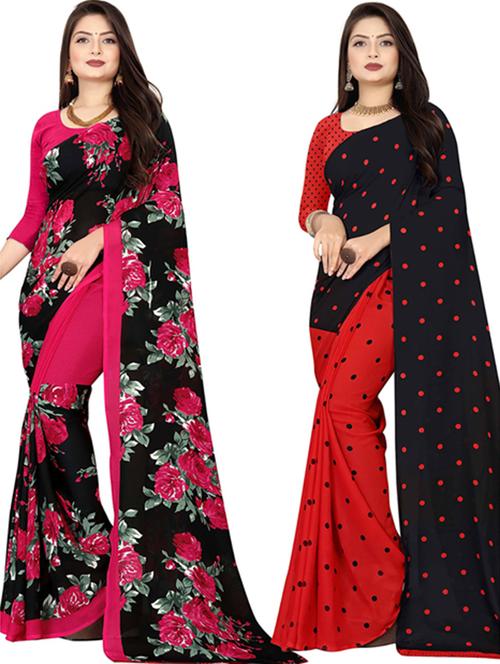 women pack of 2 casual wear combo sarees with blouse - 21477653 - Very Small Image - 1