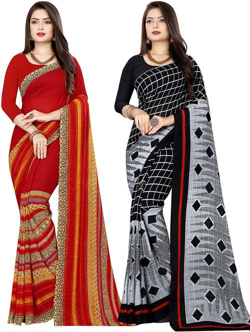 women pack of 2 casual wear combo sarees with blouse - 21477663 - Very Small Image - 1