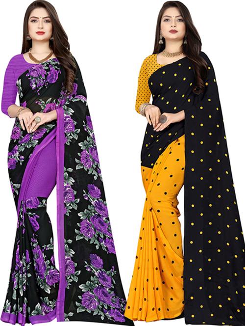 women pack of 2 casual wear combo sarees with blouse - 21477664 - Very Small Image - 1
