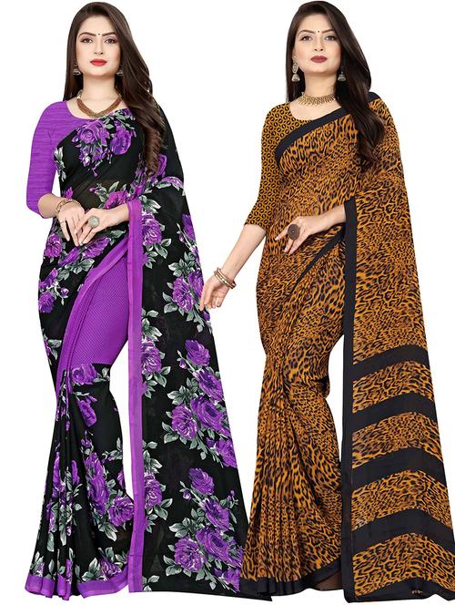 women pack of 2 casual wear combo sarees with blouse - 21477666 - Very Small Image - 1
