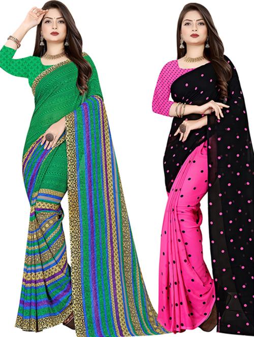 women pack of 2 casual wear combo sarees with blouse - 21477667 - Very Small Image - 1