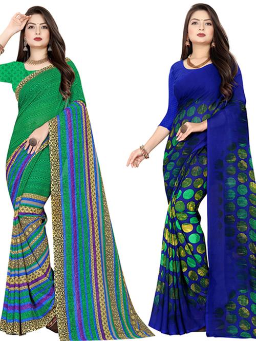 women pack of 2 casual wear combo sarees with blouse - 21477669 - Very Small Image - 1