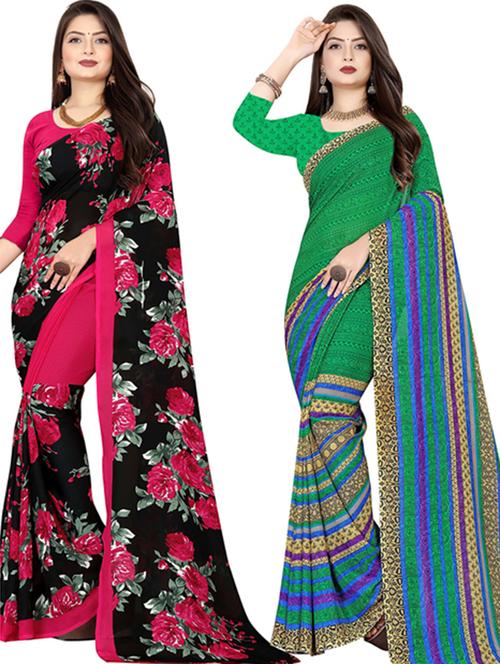 women pack of 2 casual wear combo sarees with blouse - 21477674 - Very Small Image - 1