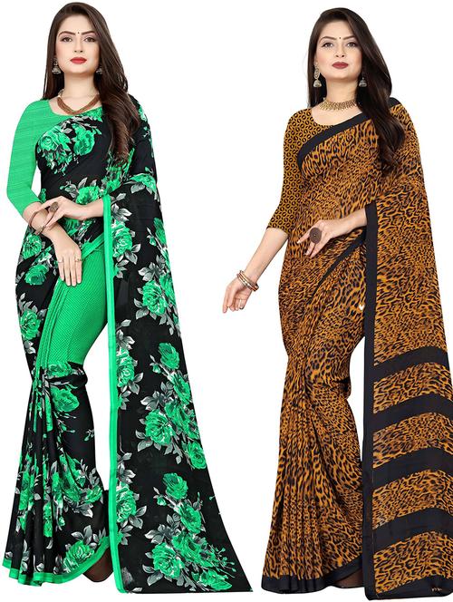 women pack of 2 casual wear combo sarees with blouse - 21477676 - Very Small Image - 1
