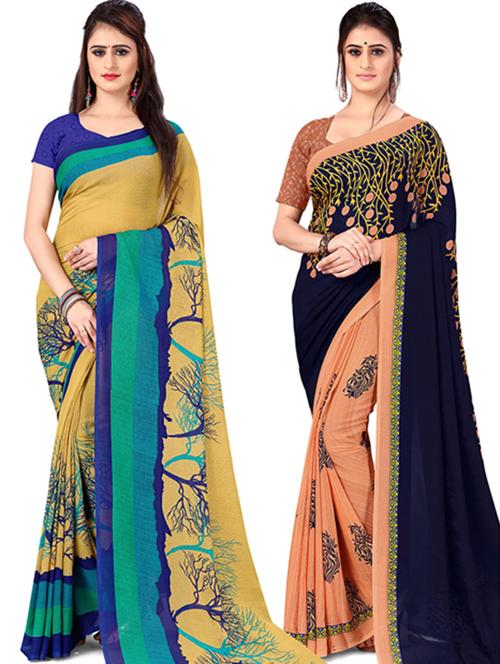 women pack of 2 casual wear combo sarees with blouse - 21477678 - Very Small Image - 1