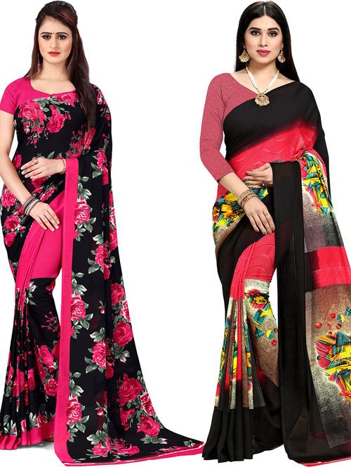 women pack of 2 casual wear combo sarees with blouse - 21477681 - Very Small Image - 1