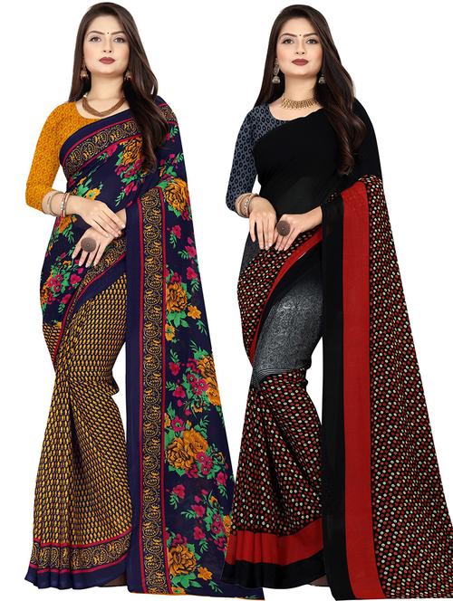 women pack of 2 casual wear combo sarees with blouse - 21477682 - Very Small Image - 1