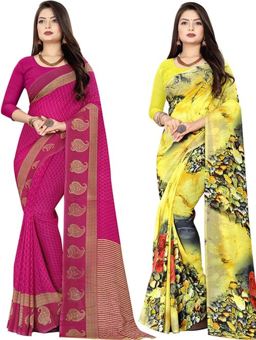 women pack of 2 casual wear combo sarees with blouse - 21477690 - Very Small Image - 1
