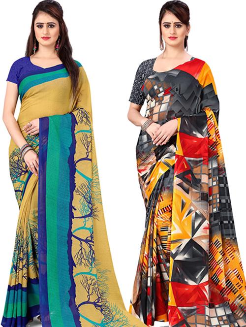 women pack of 2 casual wear combo sarees with blouse - 21477691 - Very Small Image - 1