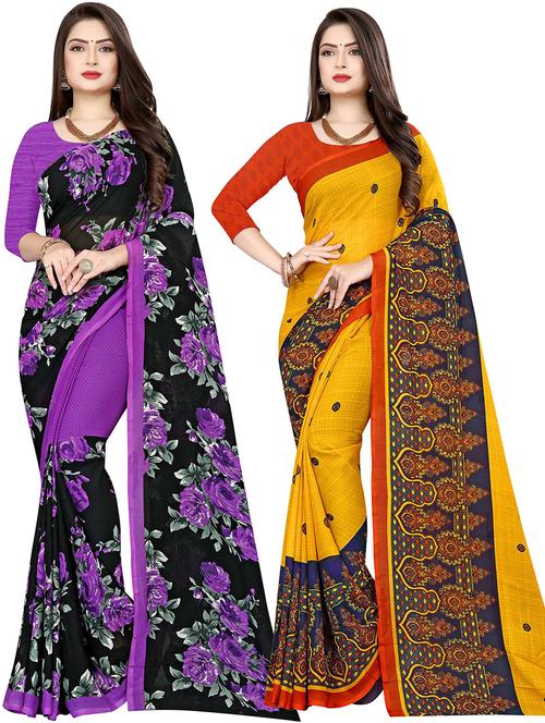 women pack of 2 casual wear combo sarees with blouse - 21477692 - Very Small Image - 1
