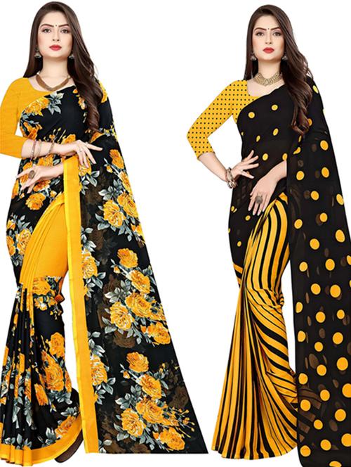women pack of 2 casual wear combo sarees with blouse - 21477693 - Very Small Image - 1