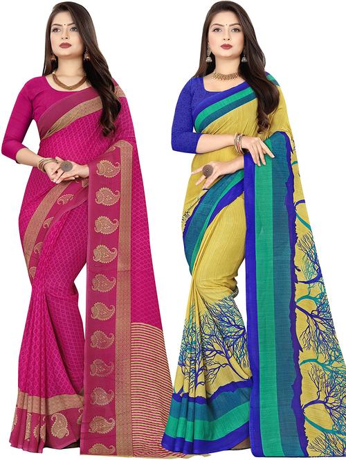 women pack of 2 casual wear combo sarees with blouse - 21477695 - Very Small Image - 1