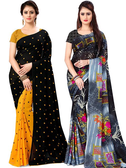 women pack of 2 casual wear combo sarees with blouse - 21477696 - Very Small Image - 1