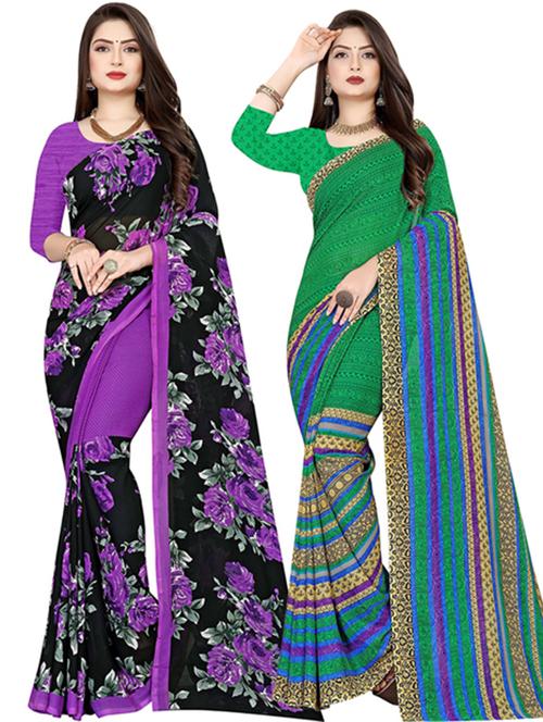 women pack of 2 casual wear combo sarees with blouse - 21477704 - Very Small Image - 1