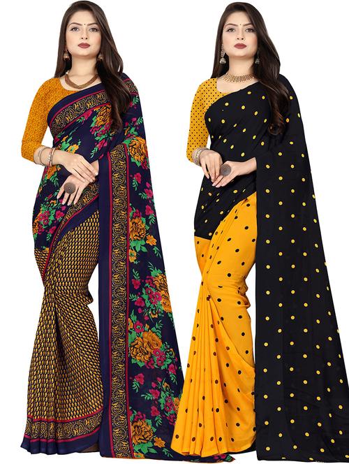 women pack of 2 casual wear combo sarees with blouse - 21477707 - Very Small Image - 1