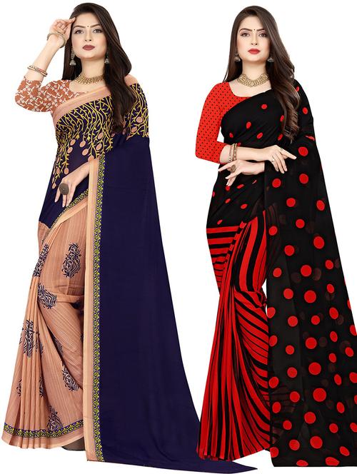 women pack of 2 casual wear combo sarees with blouse - 21477712 - Very Small Image - 1