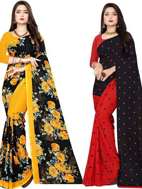 women pack of 2 casual wear combo sarees with blouse - 21477715 - Very Small Image - 1