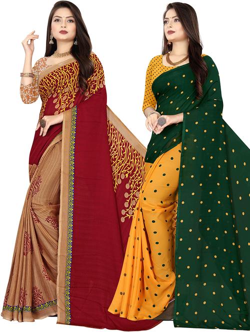 women pack of 2 casual wear sarees with blouse - 21477722 - Very Small Image - 1