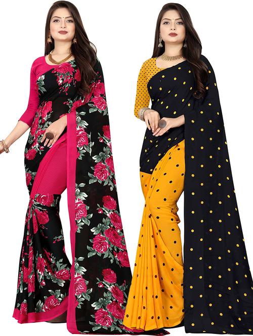 women pack of 2 casual wear sarees with blouse - 21477724 - Very Small Image - 1