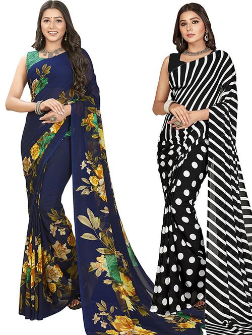 women pack of 2 casual wear sarees with blouse - 21477726 - Very Small Image - 1