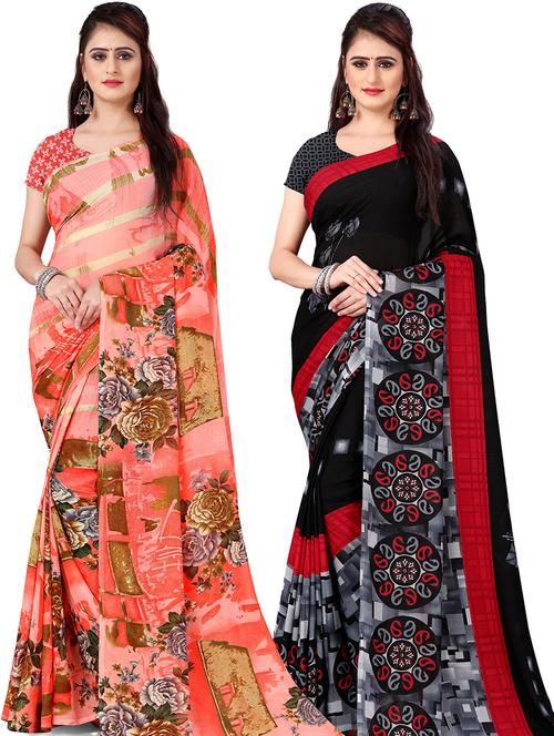 women pack of 2 casual wear combo sarees with blouse - 21477728 - Very Small Image - 1