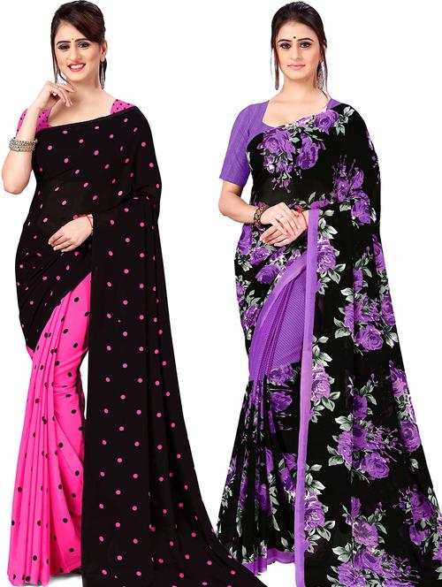 women pack of 2 casual wear combo sarees with blouse - 21477729 - Very Small Image - 1