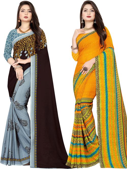 women pack of 2 casual wear combo sarees with blouse - 21477732 - Very Small Image - 1