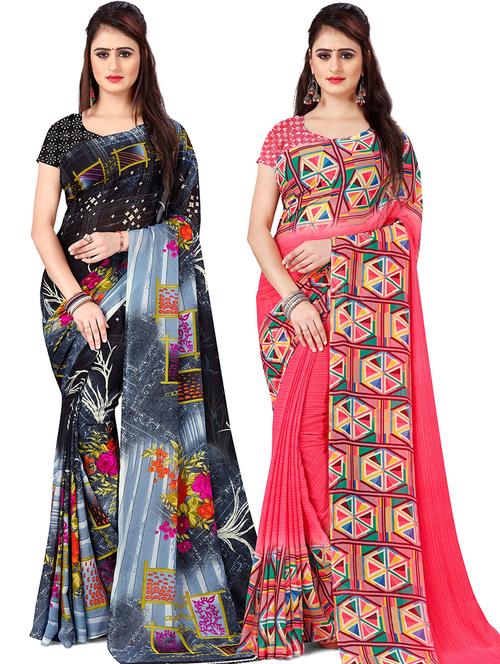 women pack of 2 casual wear combo sarees with blouse - 21477733 - Very Small Image - 1